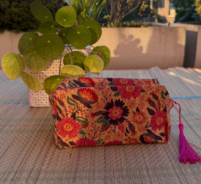 [02-0012] Trousse en Liege Fleuri S