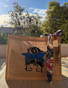 Sac en toile de jute foulard bleu