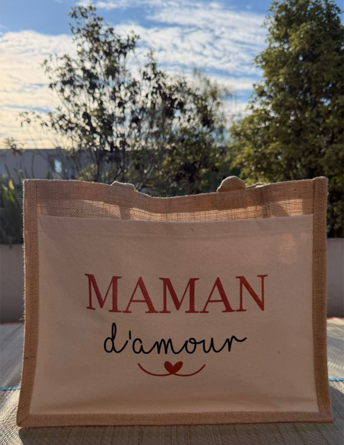 [02-0025] Sac en toile de jute "Maman d'amour"